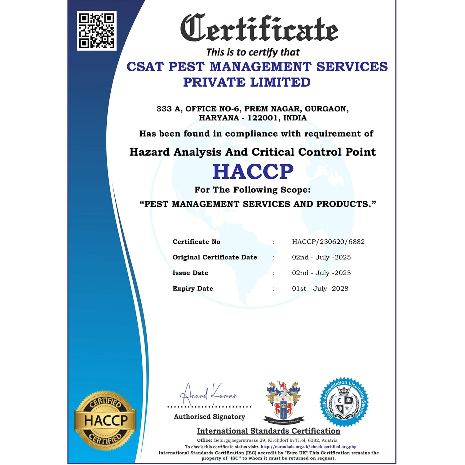 HACCP Csat Pest Management Services
